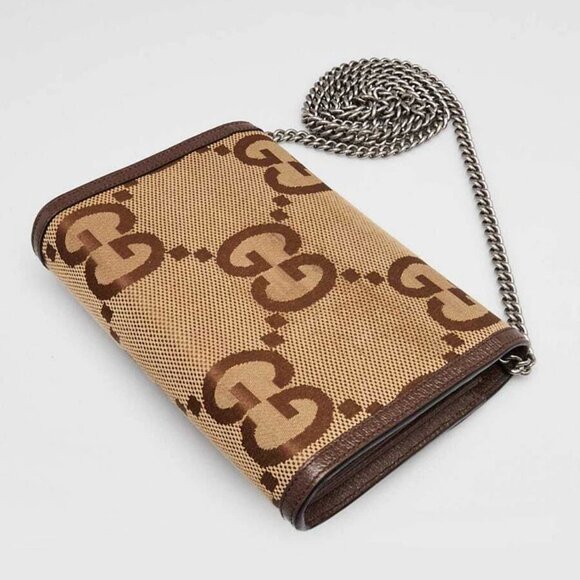 Gucci Beige/Ebony Jumbo GG Canvas Mini Dionysus Wallet-On-Chain Bag - Picture 3 of 12